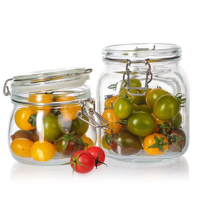 12oz 17oz Jarros de vidro transparente de armazenamento doces recipientes de vidro redondo a granel com tampas de metal dourado