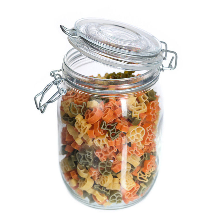 Frascos de vidro de congelamento personalizados Frascos de armazenamento de alimentos herméticos de alvenaria com tampa flip top