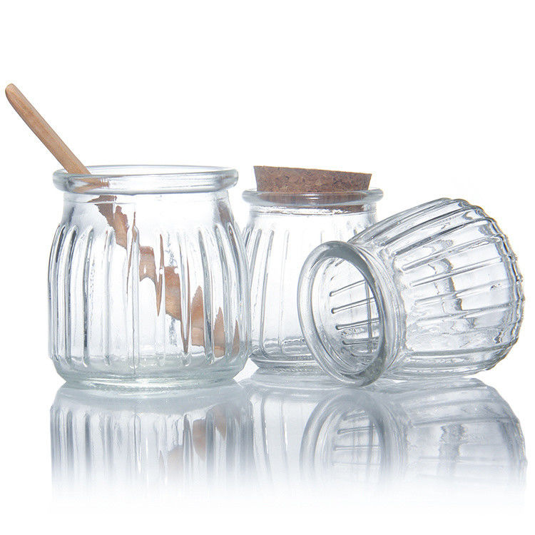 Pequenos recipientes de vidro transparente para sobremesa, frascos de vidro com tampa de cortiça, 7 oz, 200 ml