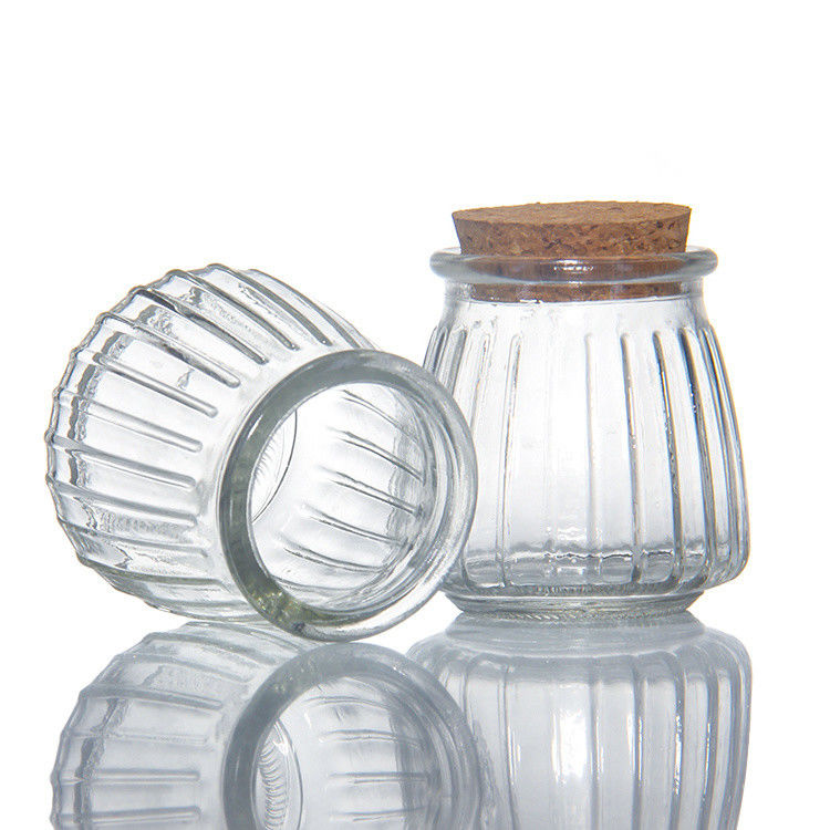 Pequenos recipientes de vidro transparente para sobremesa, frascos de vidro com tampa de cortiça, 7 oz, 200 ml