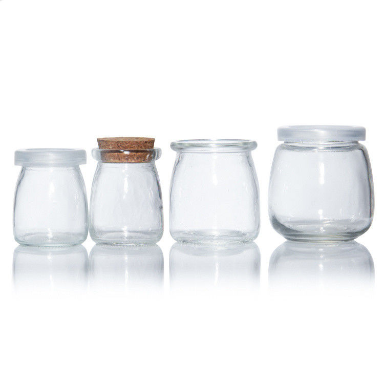 Pequenos recipientes de vidro transparente para sobremesa, frascos de vidro com tampa de cortiça, 7 oz, 200 ml