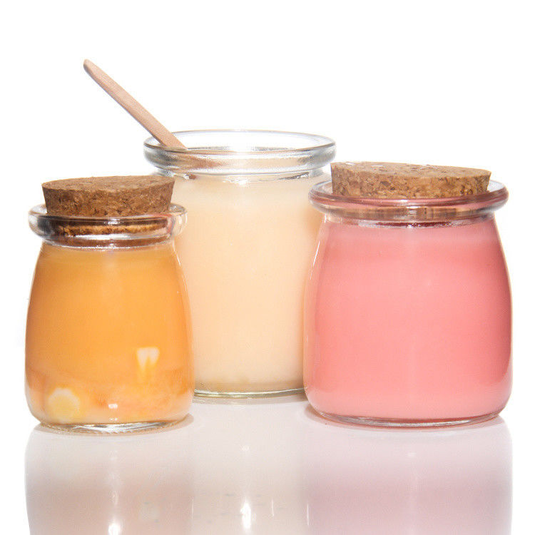 Pequenos recipientes de vidro transparente para sobremesa, frascos de vidro com tampa de cortiça, 7 oz, 200 ml
