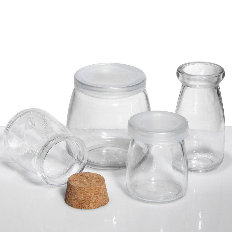 Potes de pudim de vidro, potes de especiarias, tampas de cortiça, 50 ml, 100 ml, 150 ml