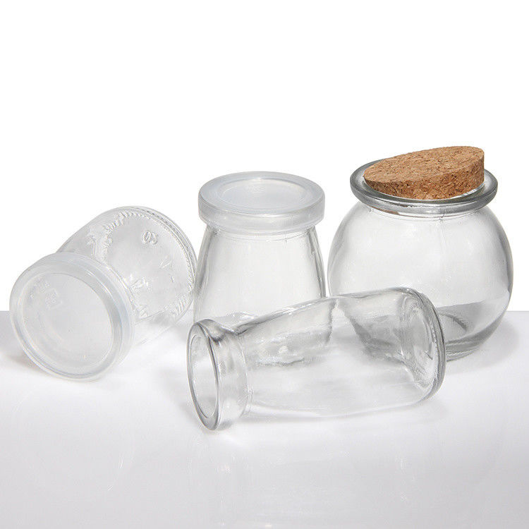 Potes de pudim de vidro, potes de especiarias, tampas de cortiça, 50 ml, 100 ml, 150 ml