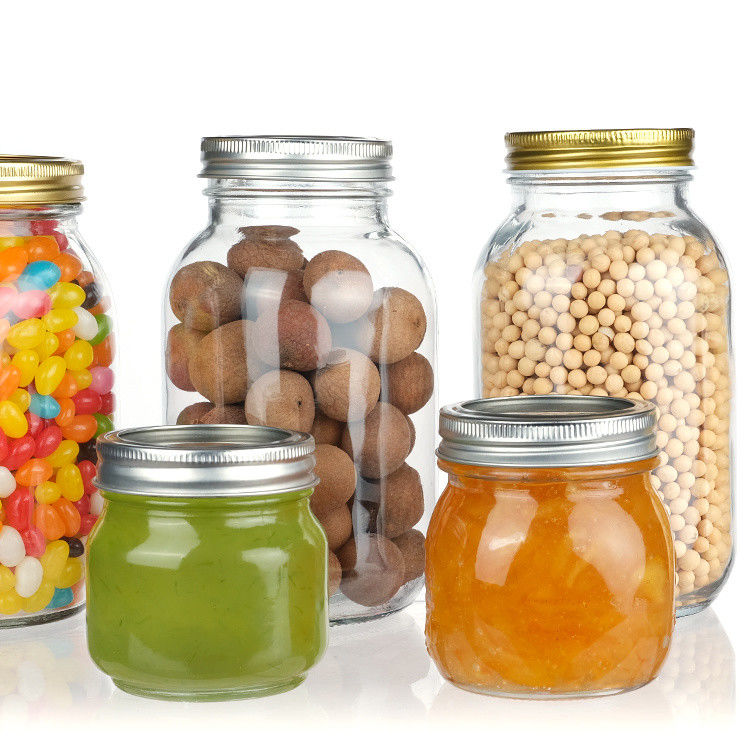 Fabrica venda direta alimentos claros frascos de vidro Mason embalagem armazenamento frasco de vidro redondo frasco de vidro frasco de alimentos