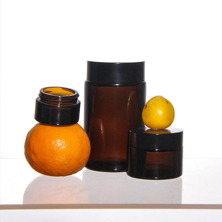 ODM Cosméticos coloridos frascos de creme de vidro com tampa de acacia dourada