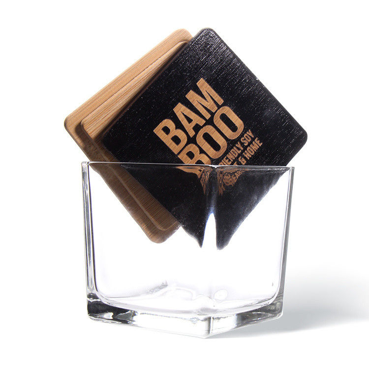 Candeeiras de vidro congelado de cores personalizadas Vasos quadrados 9oz