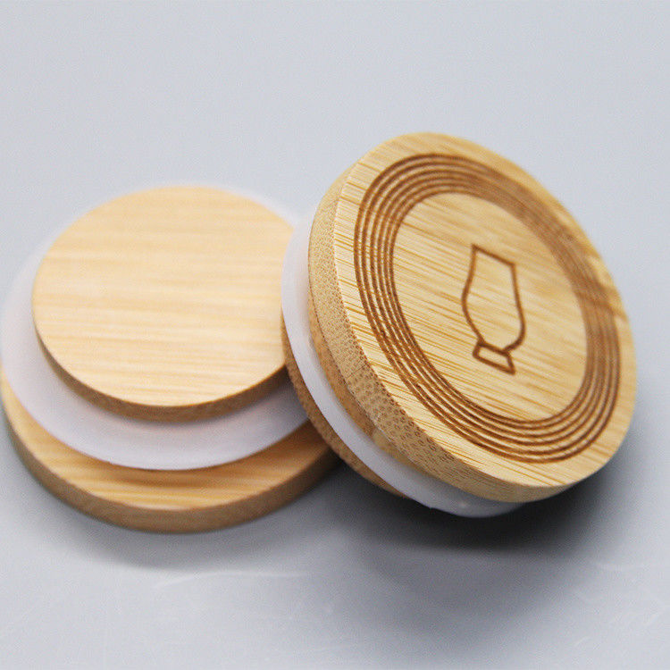 70mm/86mm Mason Capas reutilizáveis Caps de bambu Tops com buraco de palha e selo de silicone