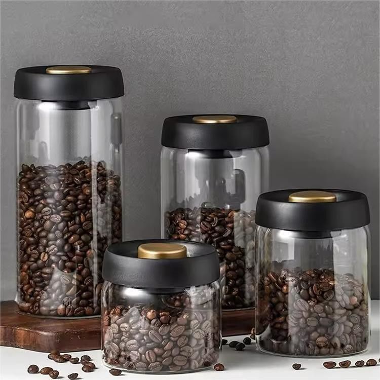 Garrafa de café de vidro de borosilicato de 500 ml para grãos de café e armazenamento na cozinha