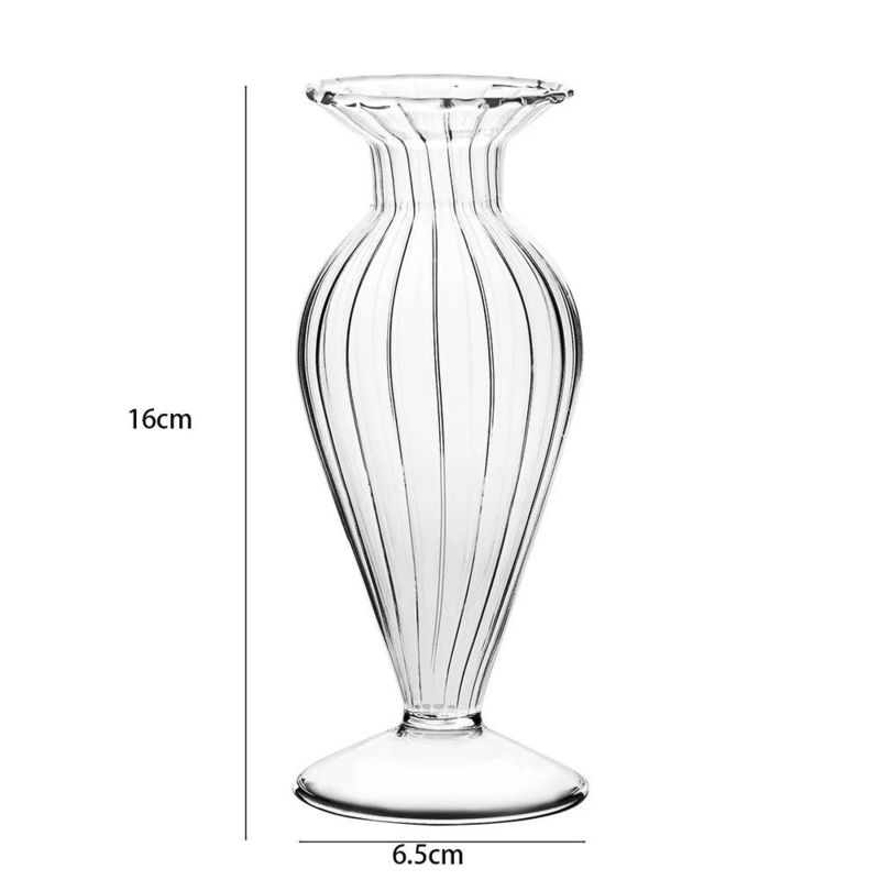 Vaso de vidro transparente de estilo clássico nórdico para decoração da mesa de jantar