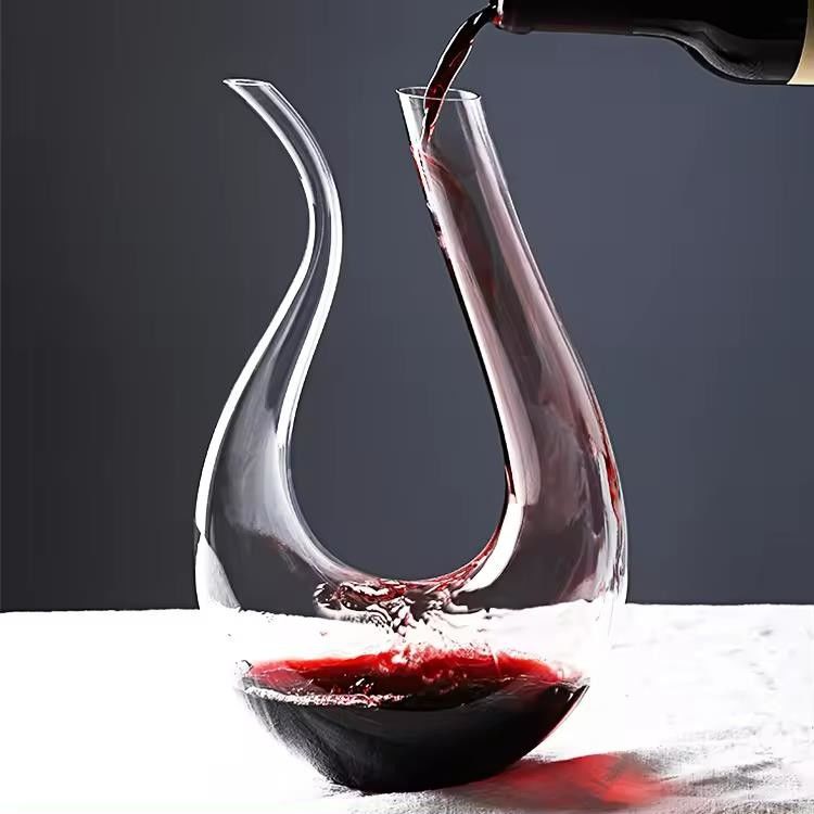 1.6 L Decanter de Vinho Vermelho de Vidro de Cristal Decanter de Carafe de Vinho de Forma U