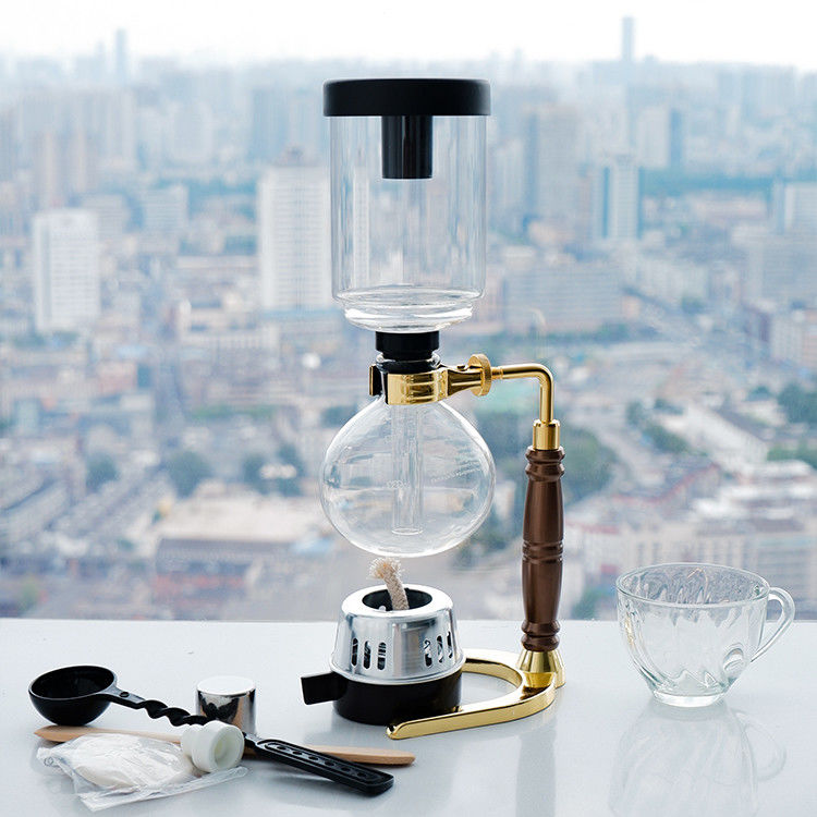 Máquina de café de vidro de borosilicato de design clássico para cozinha 2-5 xícaras de garrafa de café para fabricação profissional de café