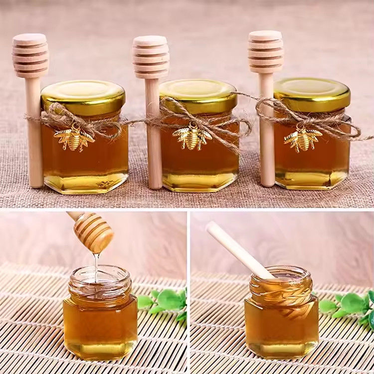 Rótulo personalizado Hexagon Shape 100ml 180ml 380ml Jar de vidro de mel para geleia de frutas de azeitona
