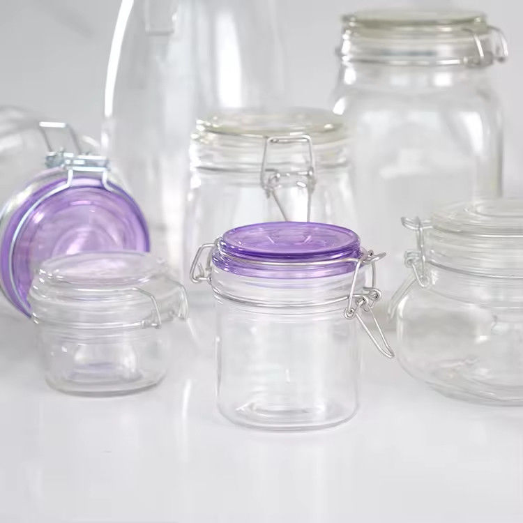 Popular Gráfico 100ml 180ml 280ml Grado Alimentar Jar de vidro redondo de mel com tampa de clipe