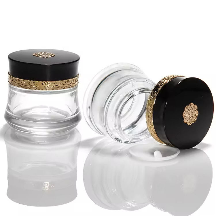 Cosméticos Creme Facial frasco de vidro 50ml e embalagem de vidro frasco de vidro redondo congelado qualidade personalizada 5g 10g 15g