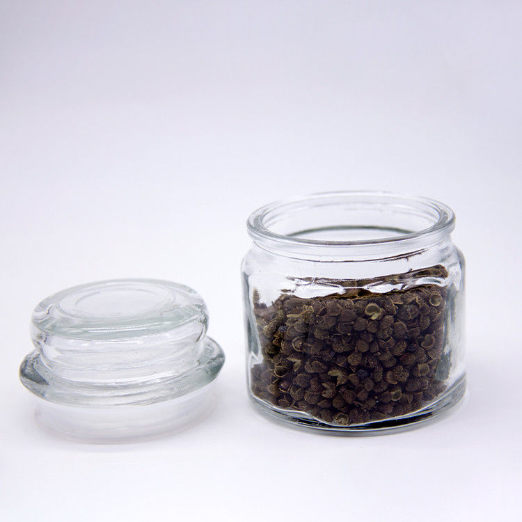 Armazenamento de alimentos Direito Redondo Vidro transparente Café Grãos de café Jar com tampa profunda