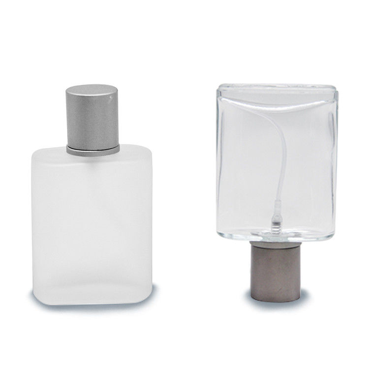 Garrafa de perfume quadrada personalizada 30ml 50ml 100ml Garrafas de vidro de perfume de cor clara