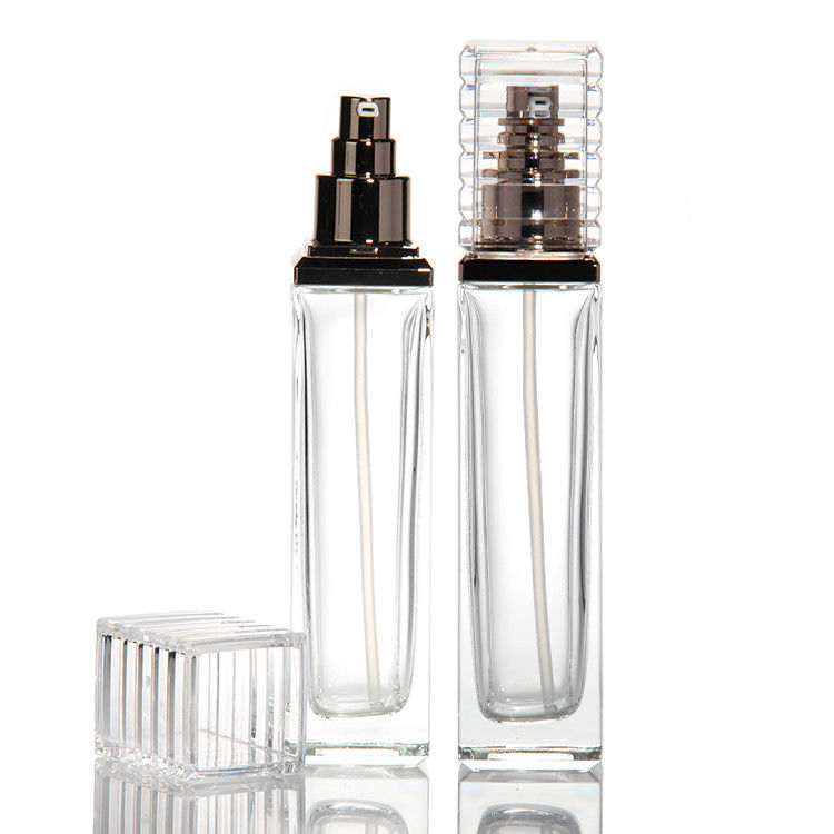 30 ml 50 ml 80 ml 100 ml garrafa de vidro transparente de bomba para soro óleo essencial loção de perfume