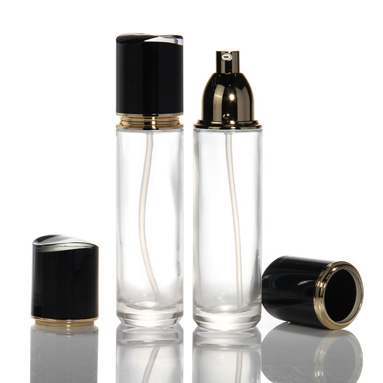 Luxo 100ml 120ml 200ml garrafas de loção de vidro cosméticos perfume óleo creme loção parede espessa transparente