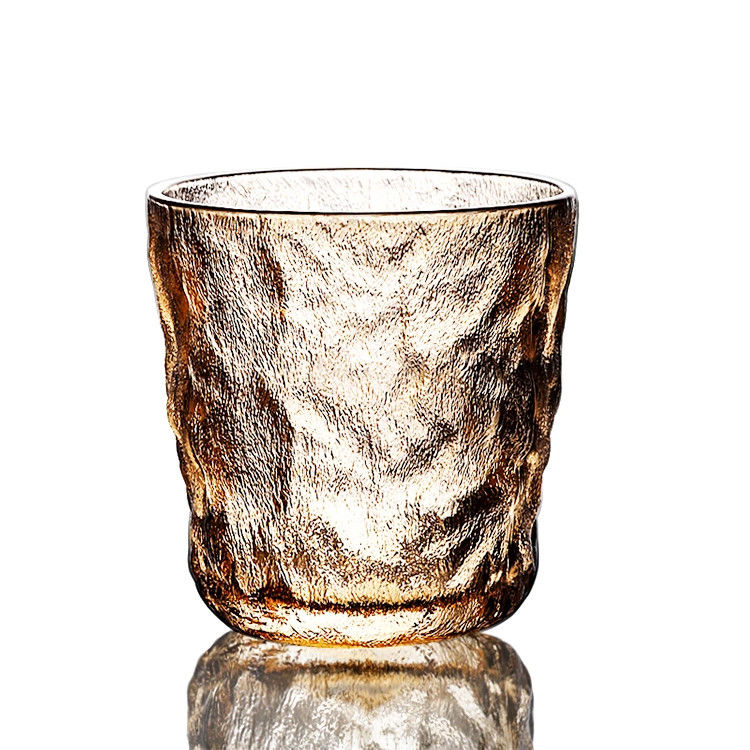 Amostra grátis Glacier Pattern Wine Glass Tumbler Frosted Pink Color Whiskey Glass Cup