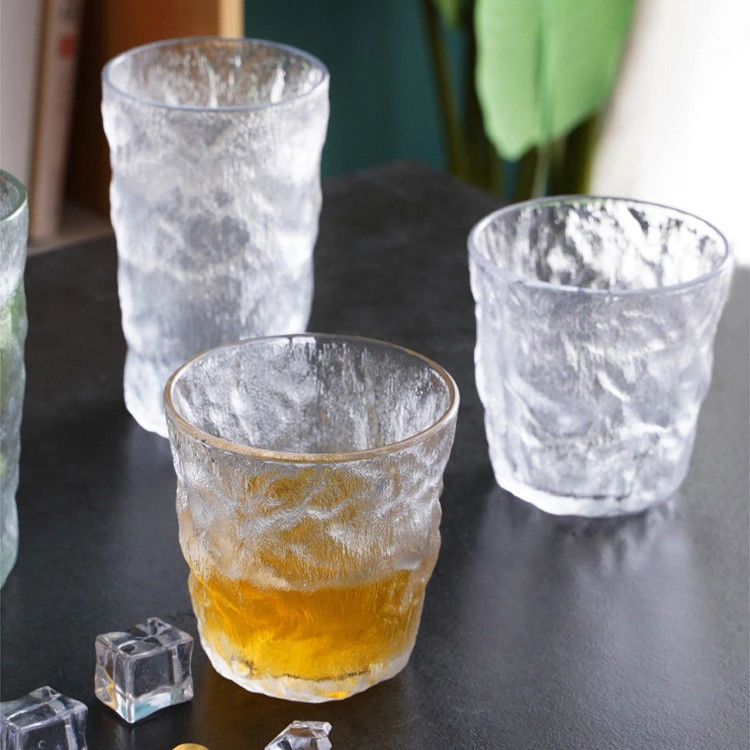 Amostra grátis Glacier Pattern Wine Glass Tumbler Frosted Pink Color Whiskey Glass Cup