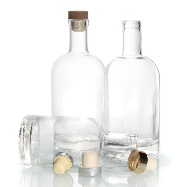 12 oz garrafas de base pesada para garrafas de licor de vidro Bordeaux claras de 750 ml