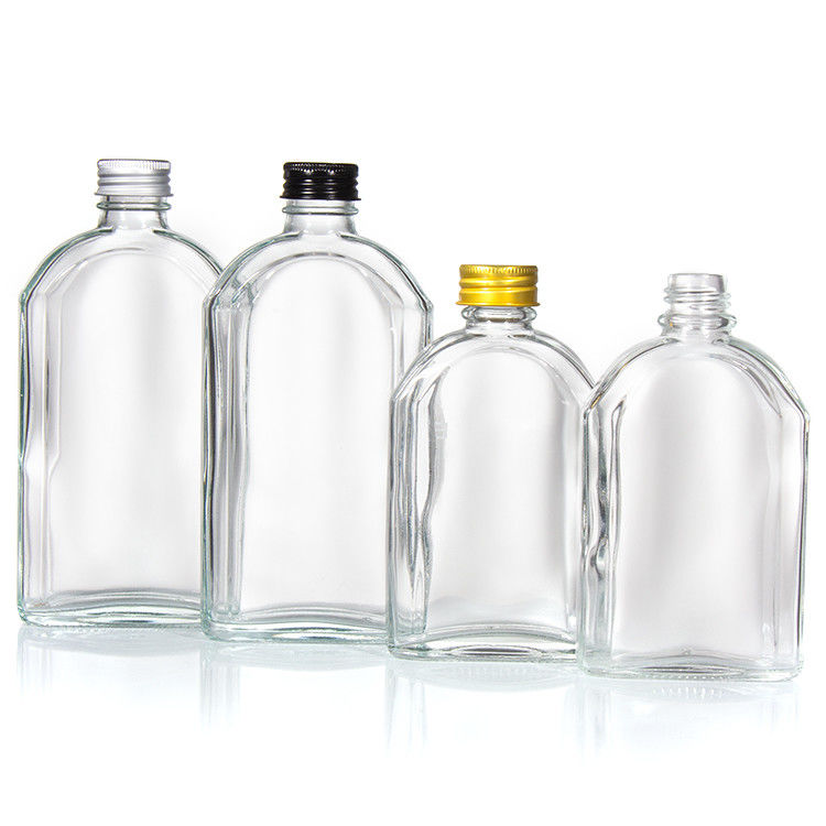 Bottle de vidro de licor transparente com tampa de alumínio