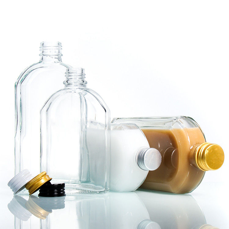 Bottle de vidro de licor transparente com tampa de alumínio