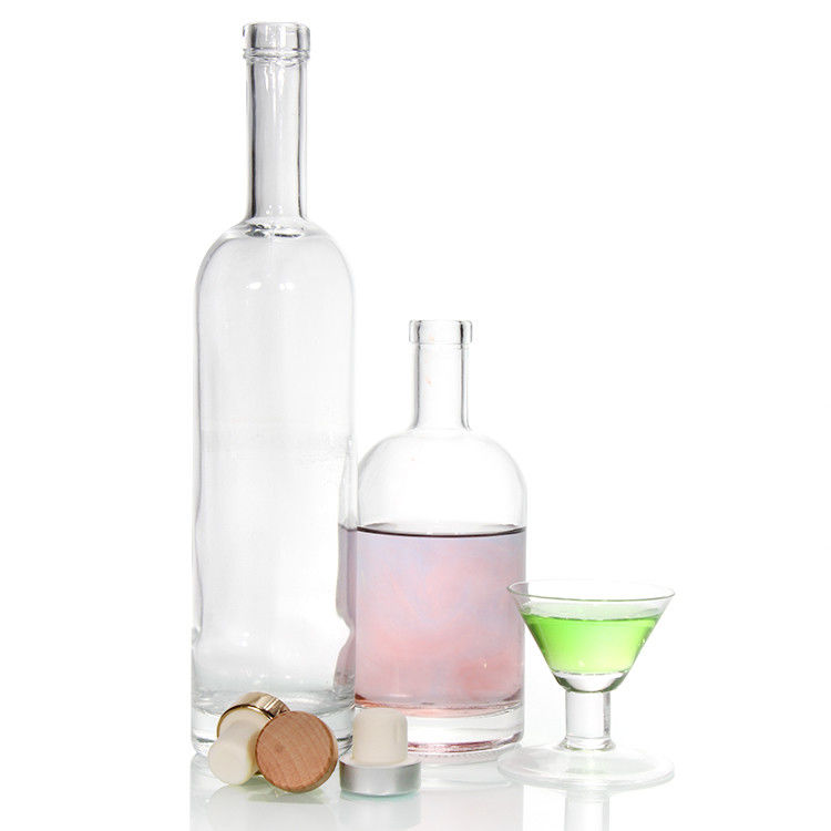 12 oz de garrafas de vodka de base pesada preparadas para garrafas de licor de vidro Bordeaux claras de 750 ml