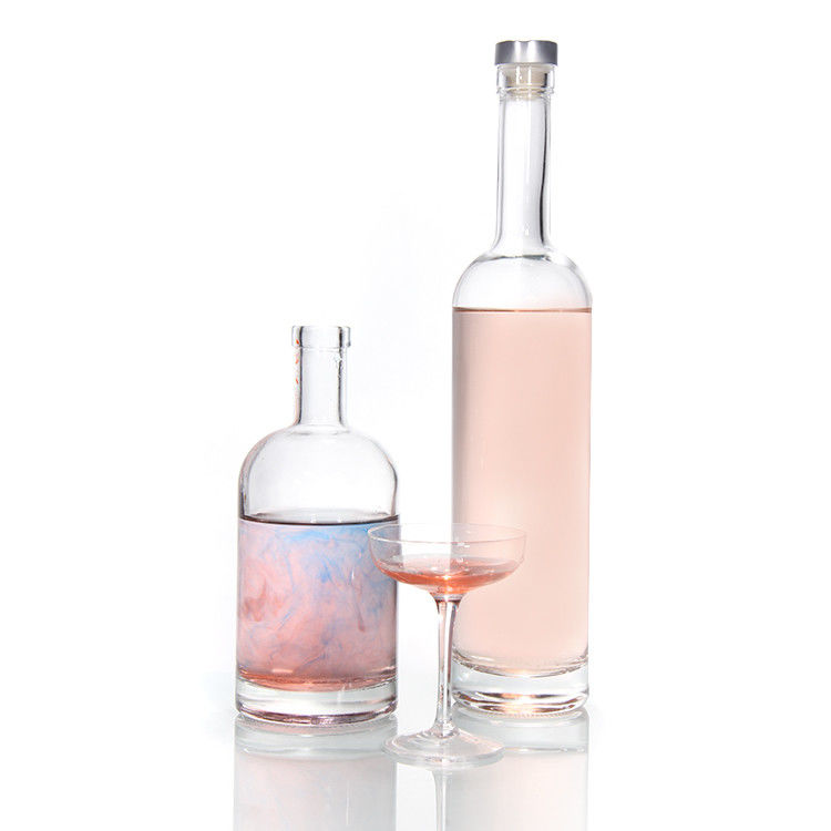 12 oz de garrafas de vodka de base pesada preparadas para garrafas de licor de vidro Bordeaux claras de 750 ml