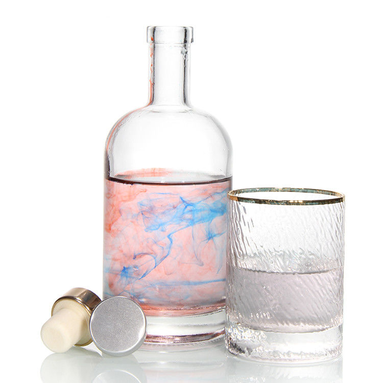 12 oz de garrafas de vodka de base pesada preparadas para garrafas de licor de vidro Bordeaux claras de 750 ml