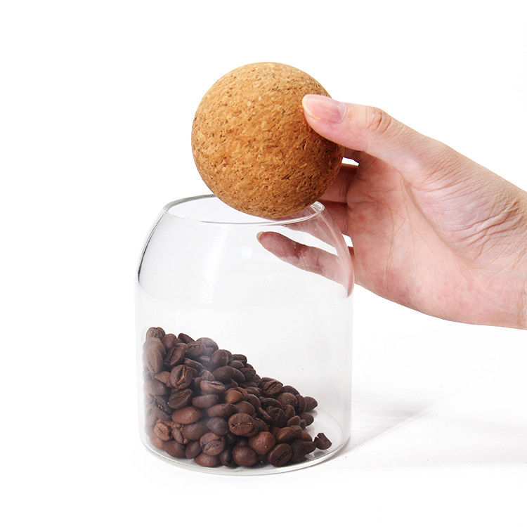 Pato de selos de borosilicato de 500 ml com tampa de cortiça