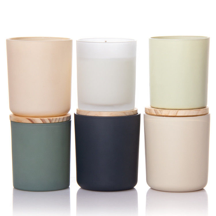 Luxo personalizado 8 onças 10 onças 14 onças fosco transparente branco fosco recipiente colorido frasco de vela de vidro