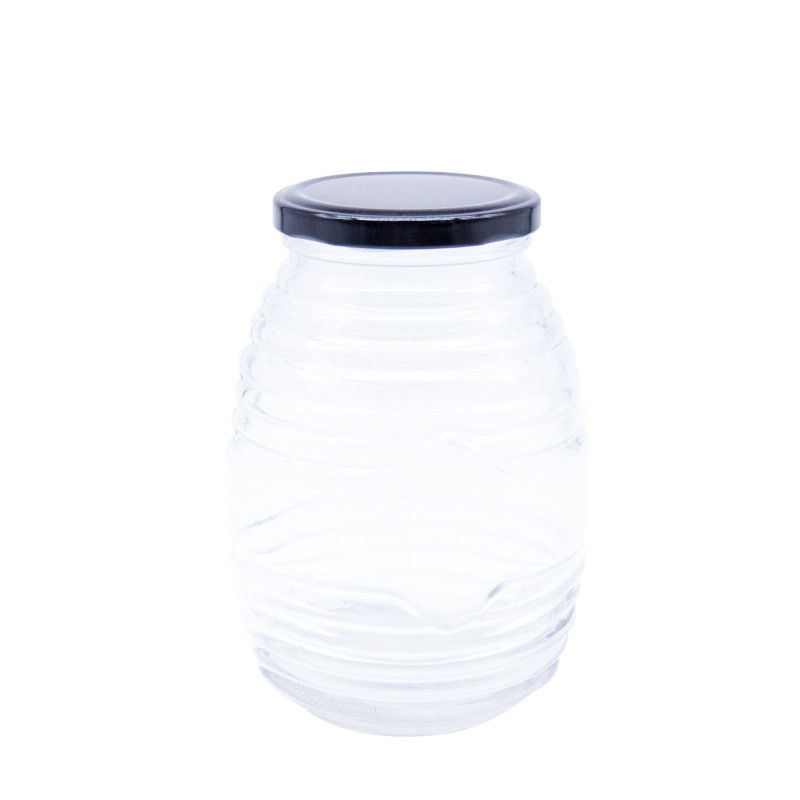Forma redonda frasco selado frasco de vidro transparente de mel frasco de armazenamento de grade alimentar recipiente de mel