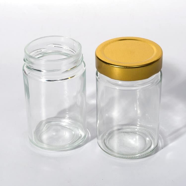 Fabrica de alimentos Utilização 1 oz 4 oz 8 oz Forma redonda recipiente de armazenamento vazio transparente vidro gelatina doce de mel molho Jar