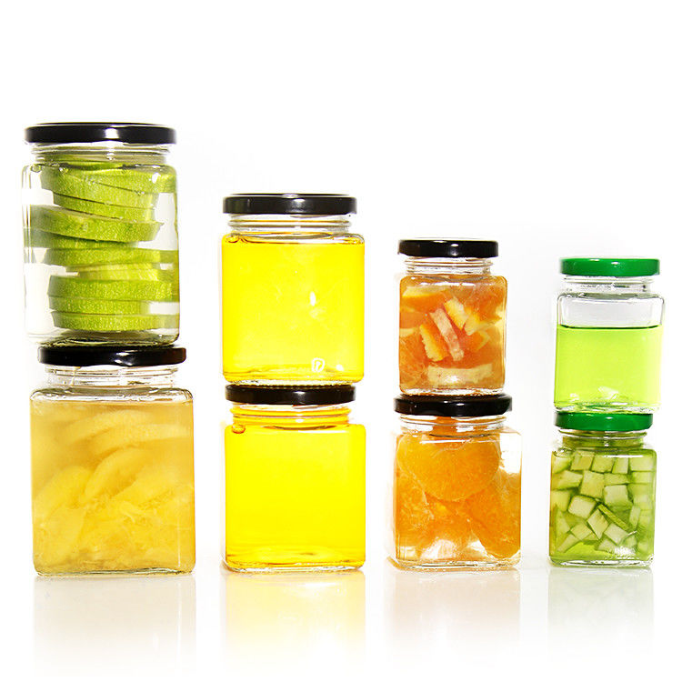 Frasco de vidro transparente e durável para alimentos 100 ml 240 ml recipiente de armazenamento fechado para frutas
