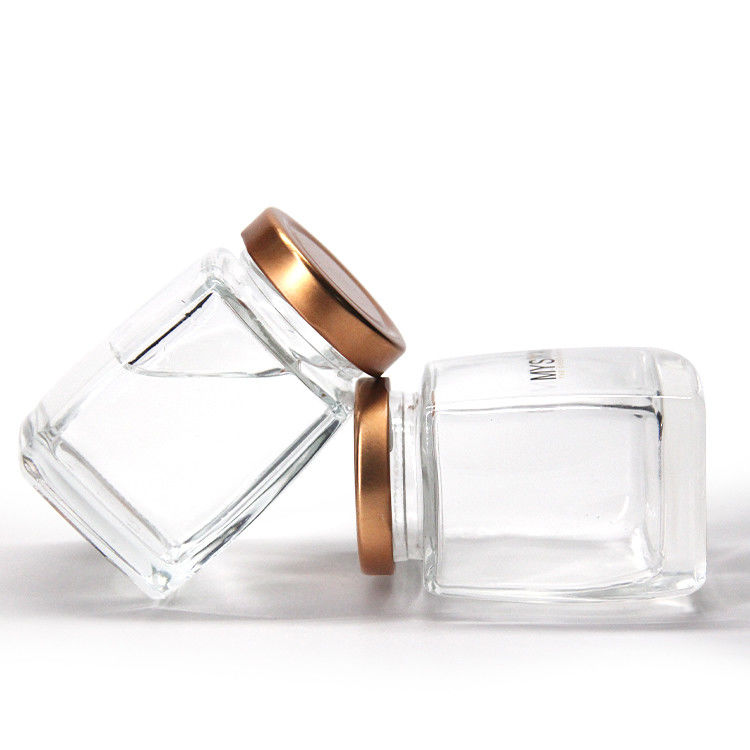 Frasco de vidro transparente e durável para alimentos 100 ml 240 ml recipiente de armazenamento fechado para frutas