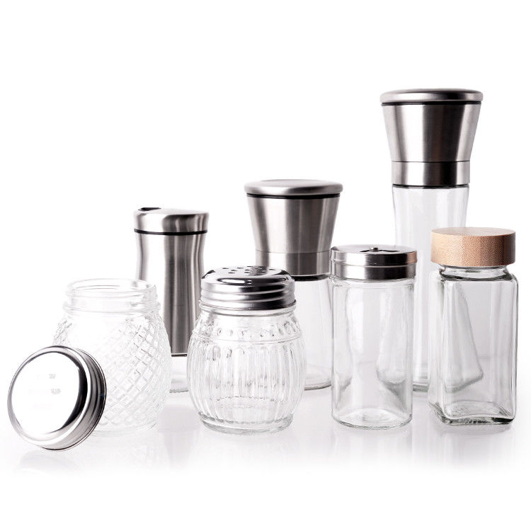 Fabricante Recipiente de armazenamento de alimentos Recipiente de cozinha 4 oz frascos de especiarias de vidro com tampa