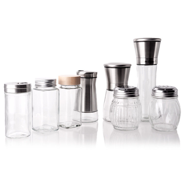 Logotipo personalizável Vários estilos 40Z 8OZ frascos de vidro de especiarias com tampas de shaker tampa para especiarias