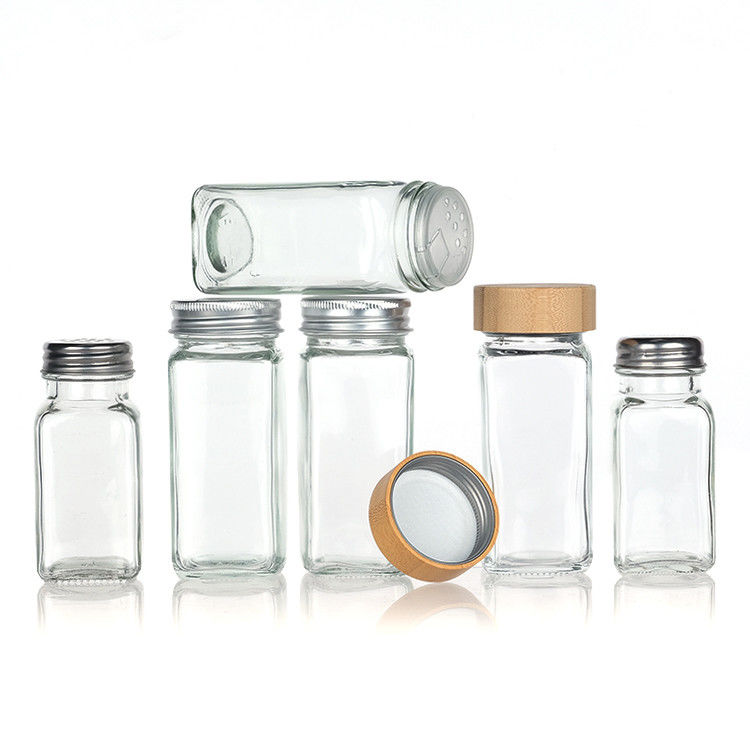 120 ml 90 ml frascos de vidro de especiarias com shaker verter tampa quadrada 4 oz frasco de especiarias para cozinha