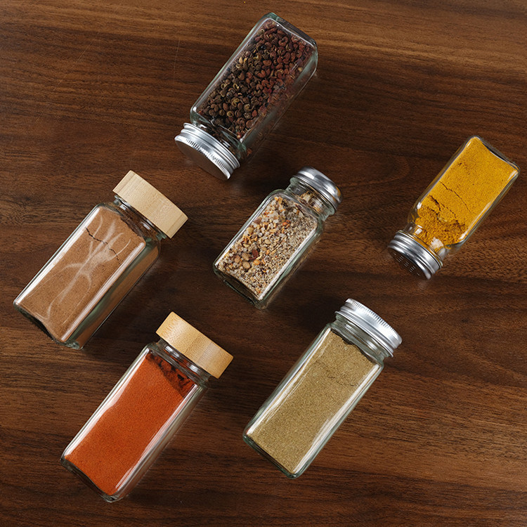 120 ml 90 ml frascos de vidro de especiarias com shaker verter tampa quadrada 4 oz frasco de especiarias para cozinha