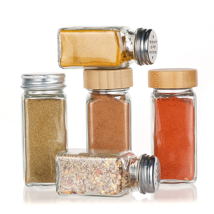 120 ml 90 ml frascos de vidro de especiarias com shaker verter tampa quadrada 4 oz frasco de especiarias para cozinha