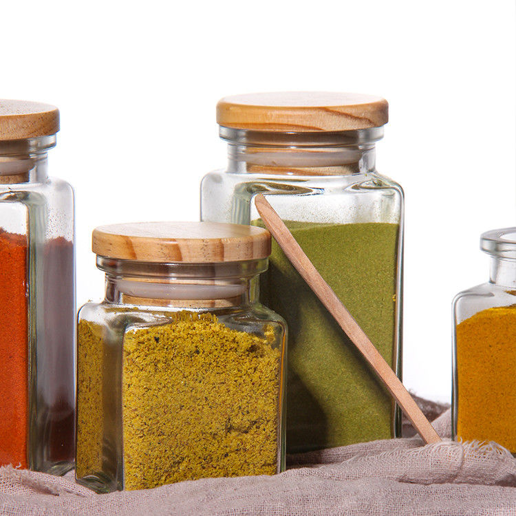 Recipiente de especiarias vazio, batedeira de pimenta, frasco de 100 ml de vidro de especiarias, garrafas de sal com tampa de bambu