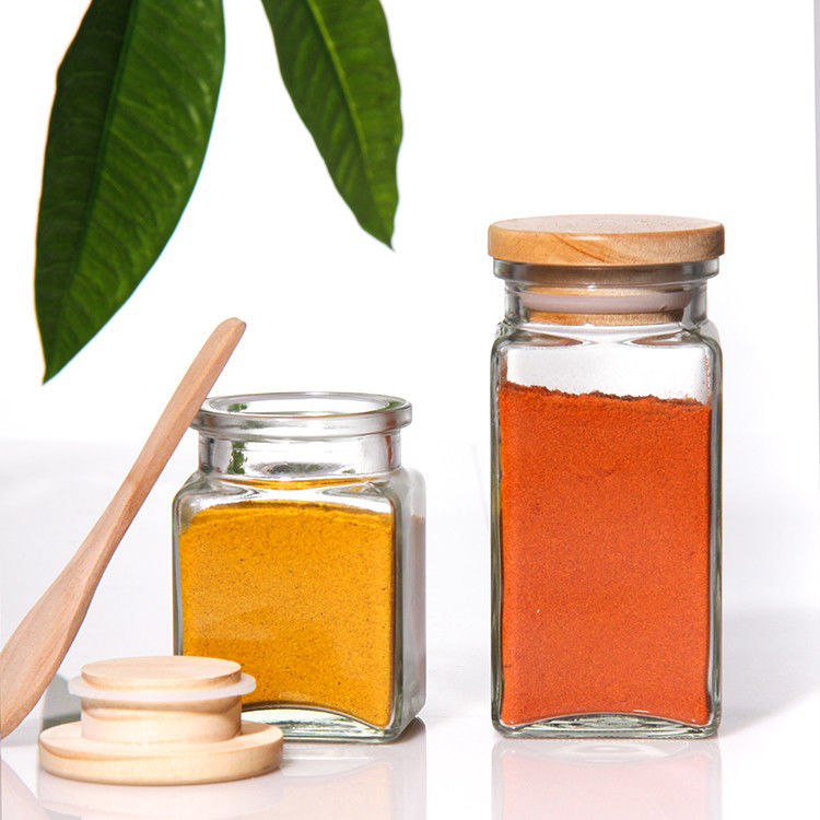 Recipiente de especiarias vazio, batedeira de pimenta, frasco de 100 ml de vidro de especiarias, garrafas de sal com tampa de bambu