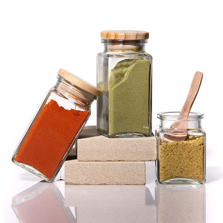 Recipiente de especiarias vazio, batedeira de pimenta, frasco de 100 ml de vidro de especiarias, garrafas de sal com tampa de bambu