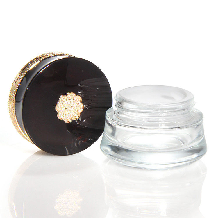 Cosméticos Creme Facial frasco de vidro 50ml e embalagem de vidro frasco de vidro redondo congelado qualidade personalizada 5g 10g 15g