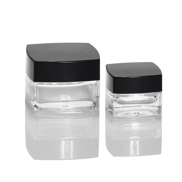 Pequenos frascos de vidro transparente Creme de mão Creme de olho transparente Forma quadrada Vidro cosméticos Frascos de creme