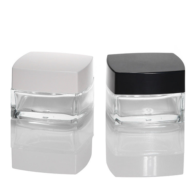 Pequenos frascos de vidro transparente Creme de mão Creme de olho transparente Forma quadrada Vidro cosméticos Frascos de creme