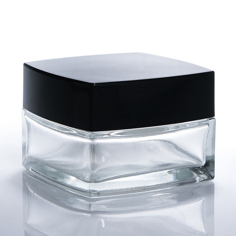 Pequenos frascos de vidro transparente Creme de mão Creme de olho transparente Forma quadrada Vidro cosméticos Frascos de creme