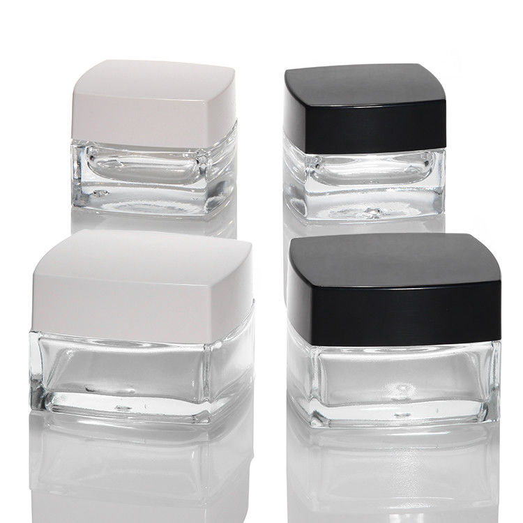 Embalagem da garrafa cosmética vazia 30 ml 50 ml 100 ml Vidro fosco frasco de creme para cuidados da pele com tampa branca e preta